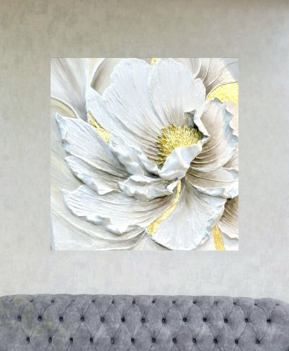 تابلو رنگ روغن ورق_طلا گل یخ