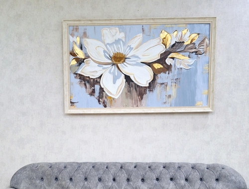 تابلو رنگ روغن ورق_طلا گل ناز